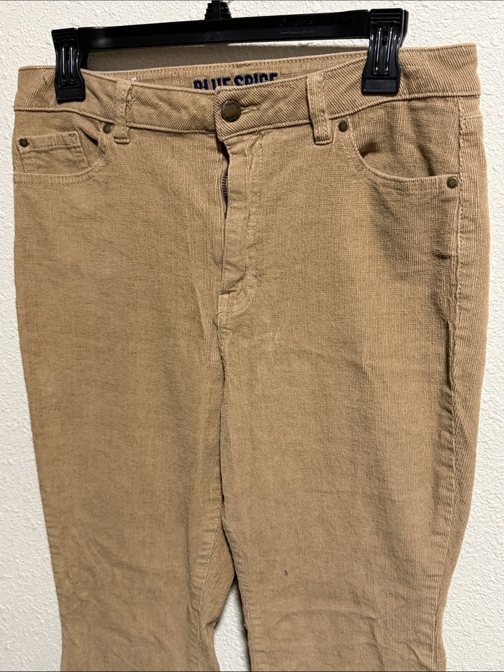 Blue Spice Tan Corduroy High Waist Flare Pants Size 13 Camel Brown Stretch Boho - Picture 8 of 11